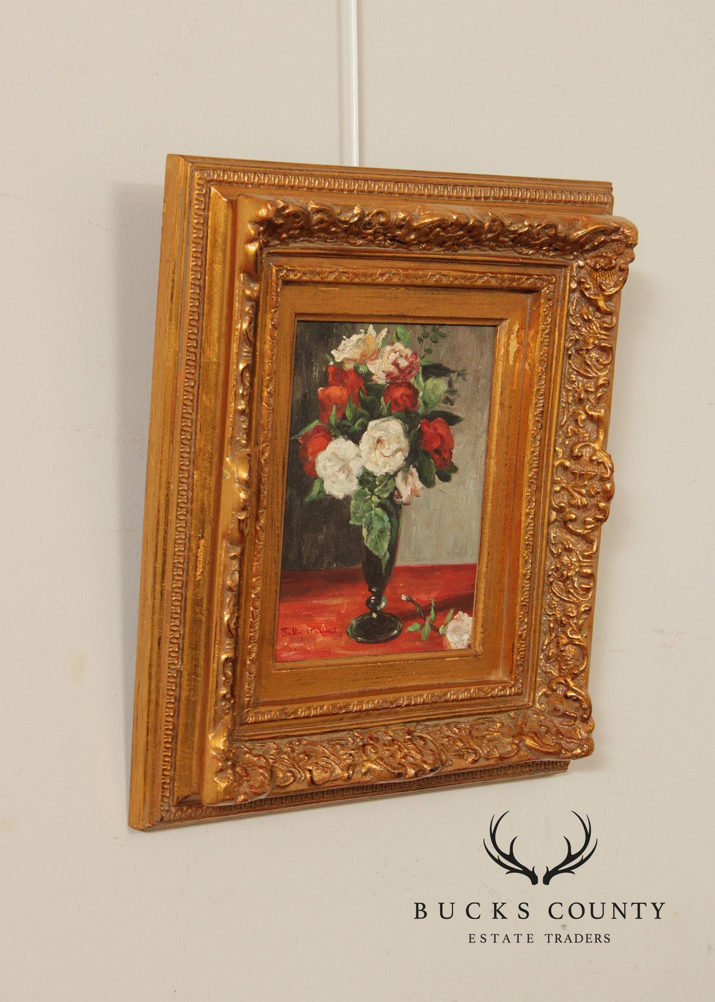 Jully Minno Framed Oil Painting, Rose Bouquet