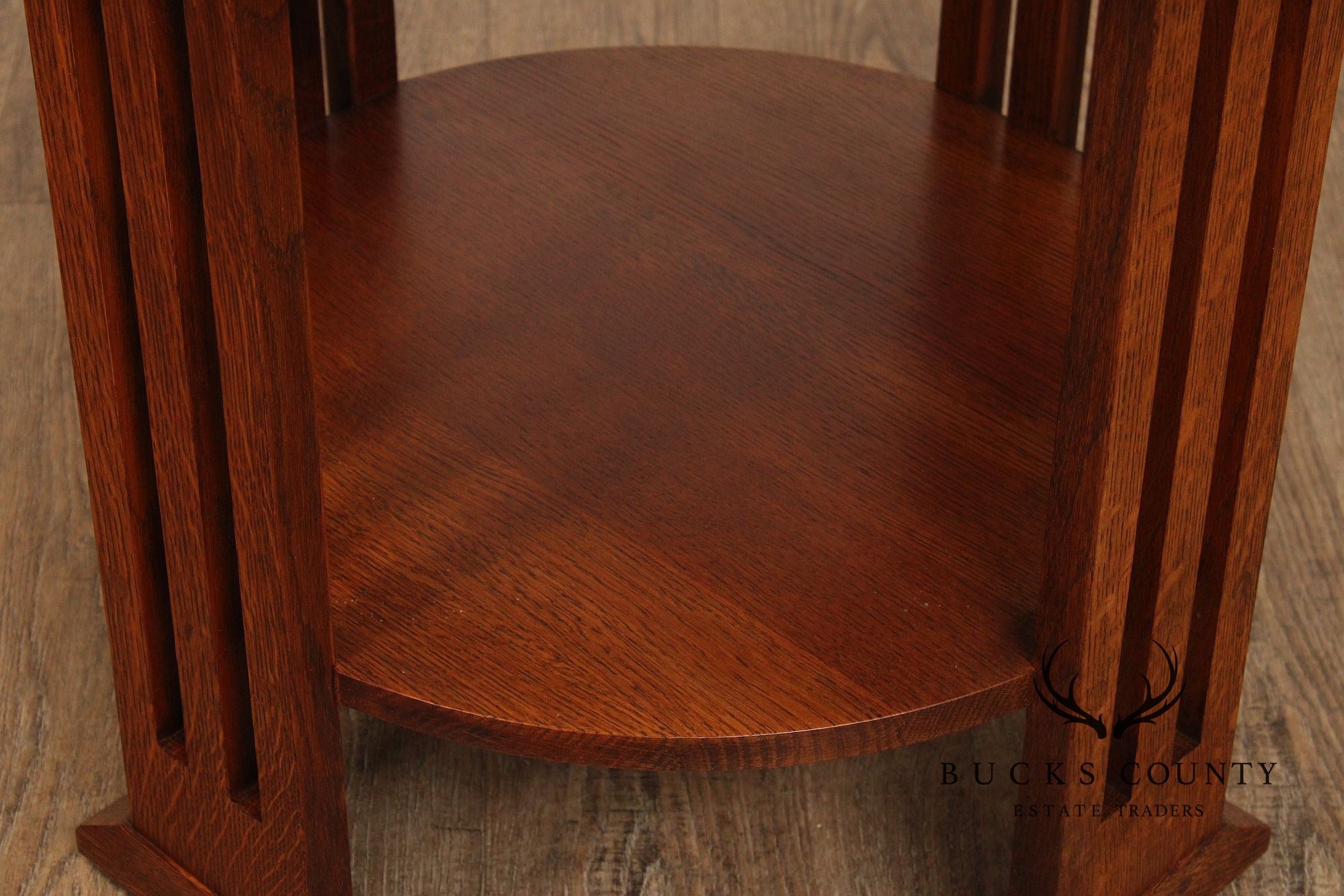 Stickley Mission Collection Round Oak Lamp Table