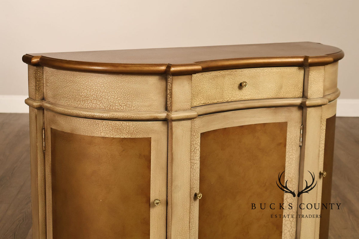 Painted Demilune Three Door Sideboard Cabinet