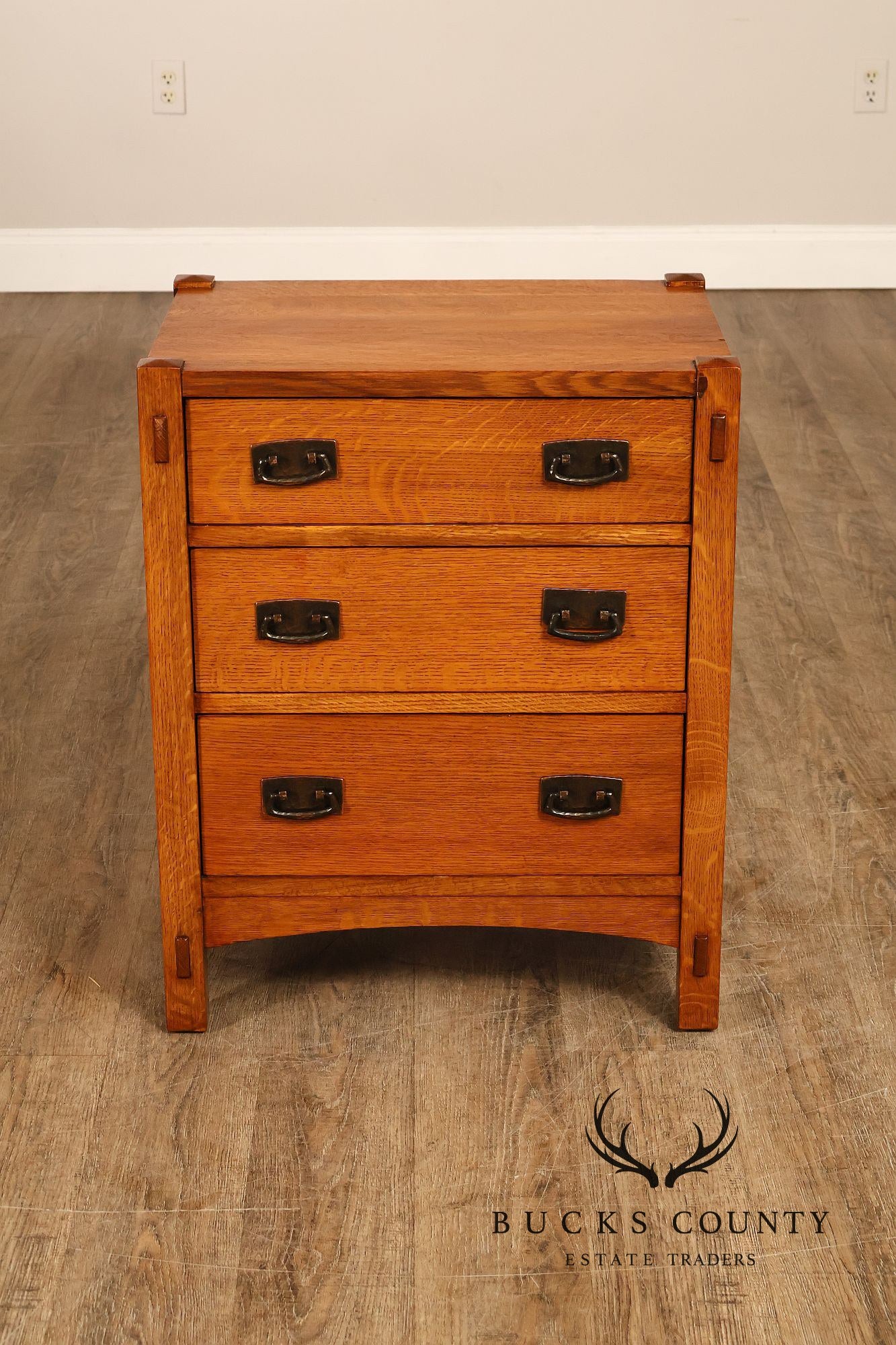 Stickley Mission Collection Pair of Oak Three-Drawer Nightstands