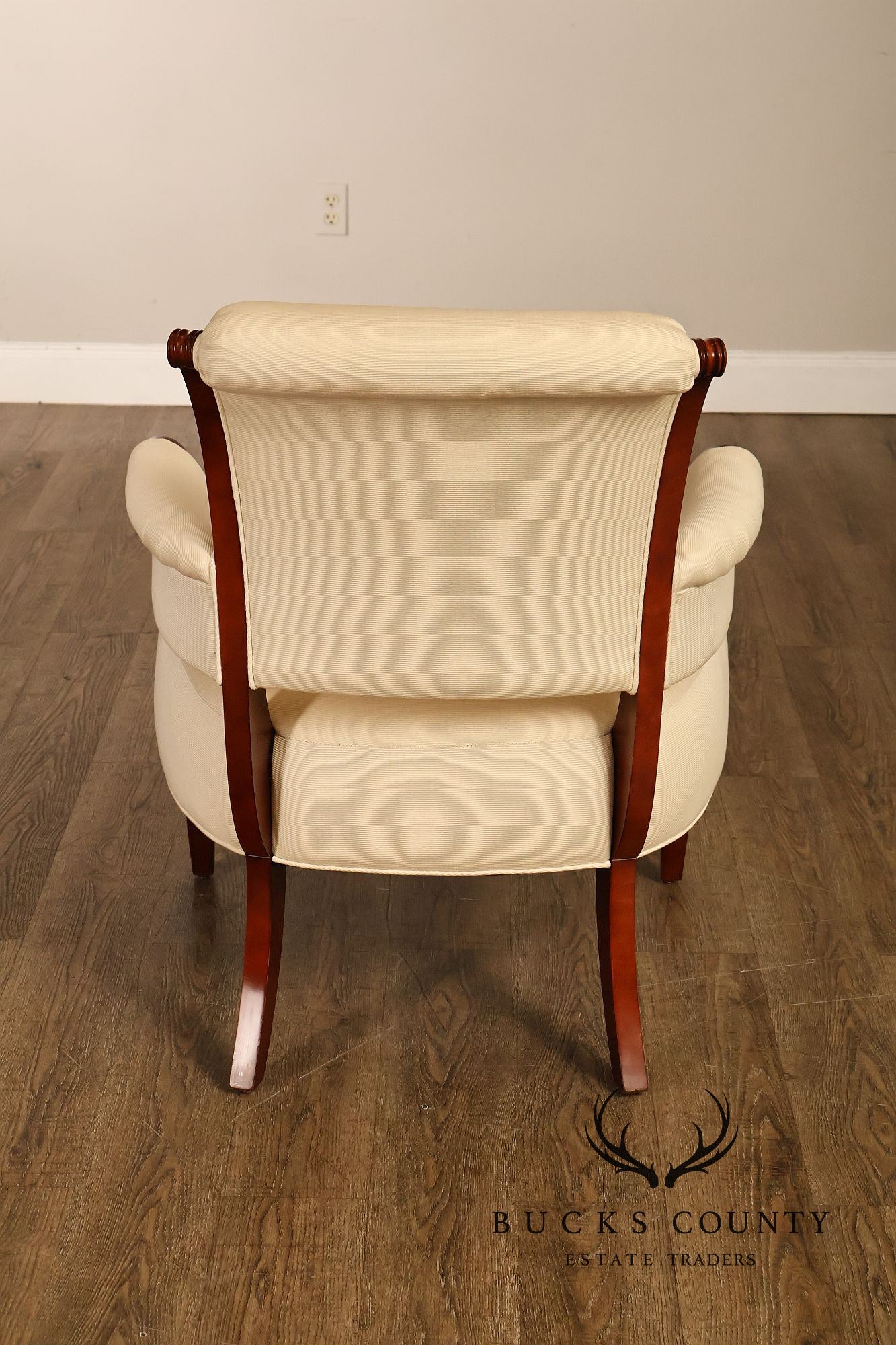 Baker French Art Deco Style Pair of Mahogany Armchairs