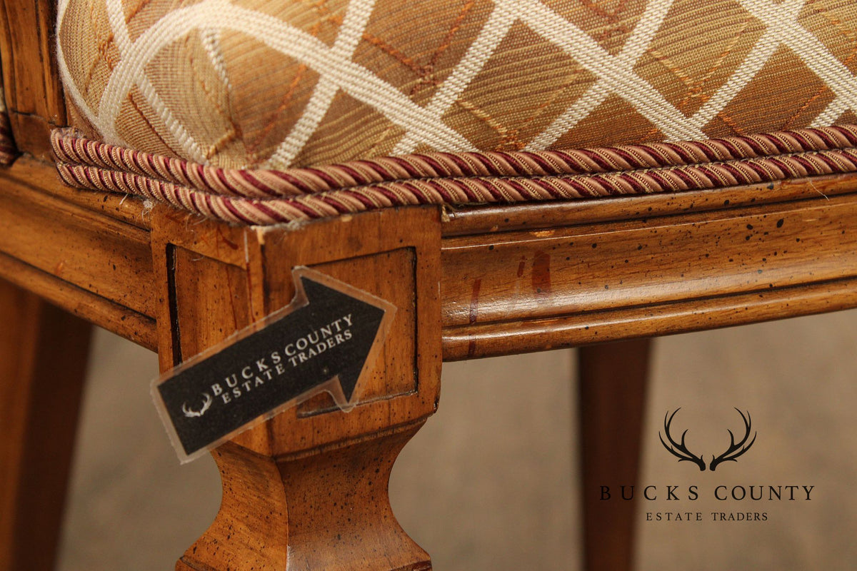 Karges Italian Provincial Vintage Set Of Four Walnut Cane Back Dining Chairs