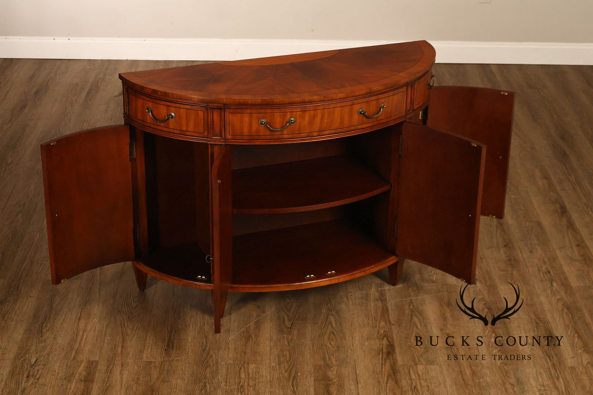 Ethan Allen Regency Style Inlaid Mahogany Demilune Console