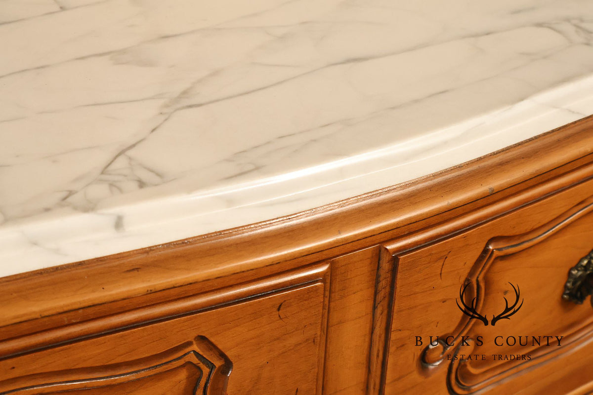 French Provincial Style Marble Top Tall Chest Of Drawers