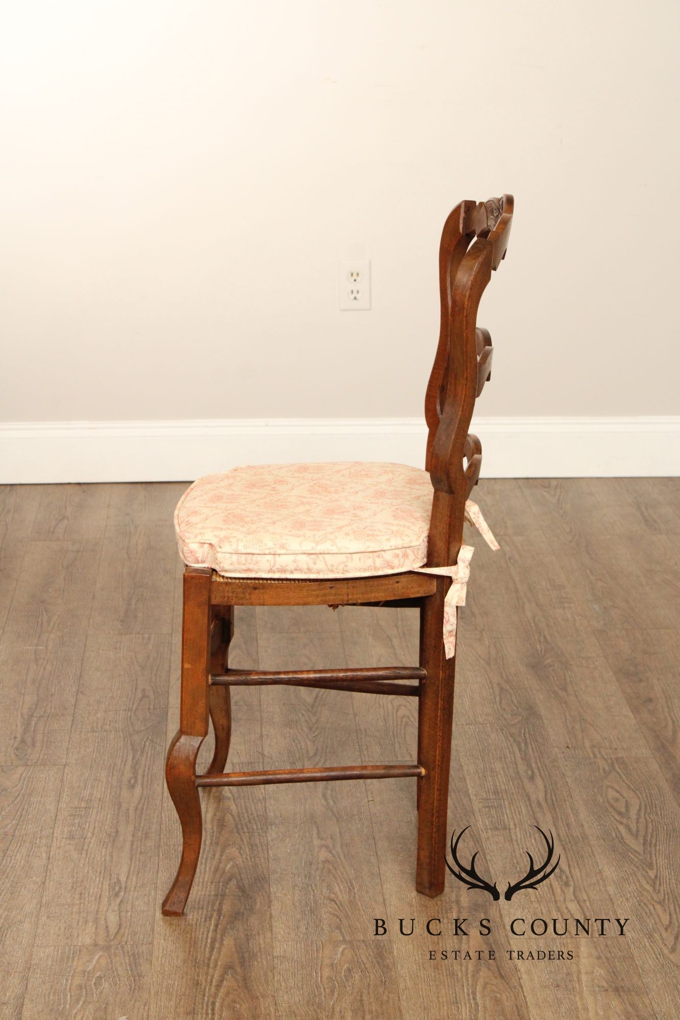 French Provincial Set Of 10 Rush Seat Dining Chairs
