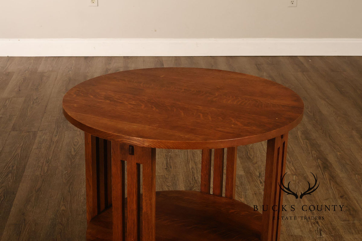 Stickley Mission Collection Oak Round Lamp Table