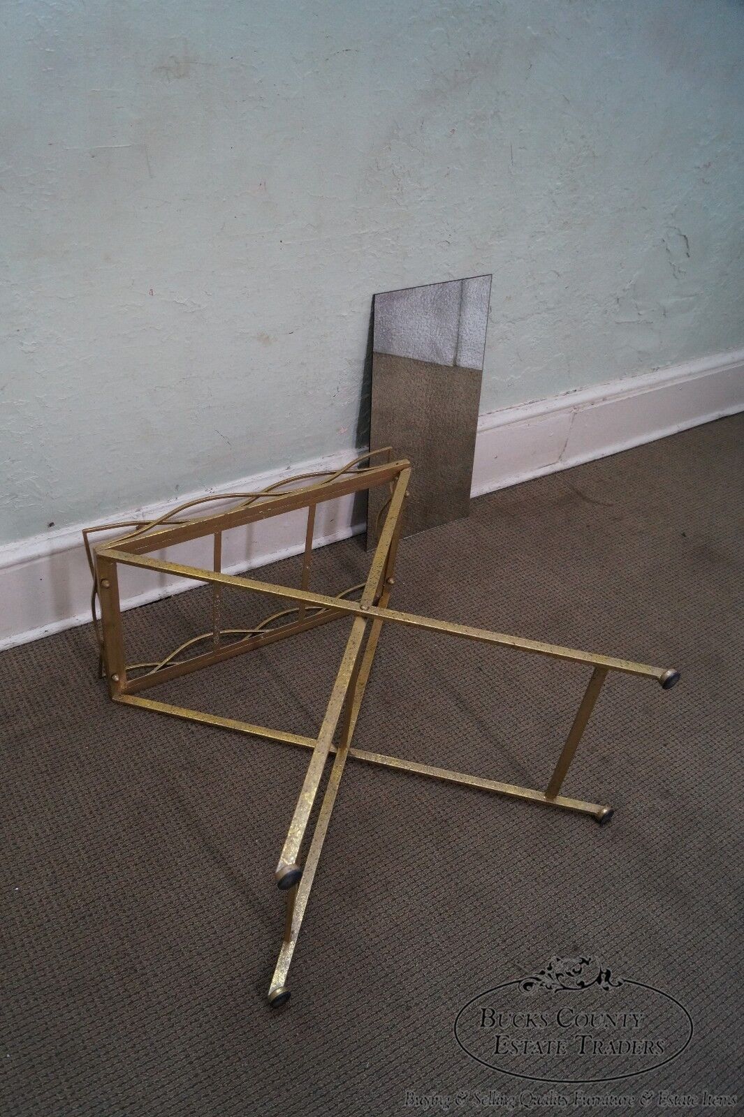 Regency Style Gilt Metal Mirror Top Serving Table