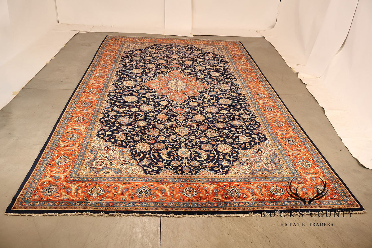 Persian Handwoven Wool Palace Size Floral Area Rug Approximately 10' X 18'