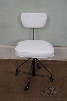 NK Verkstader Nykoping Sweden Mid Century Modern Metal Leather Swivel Desk Chair