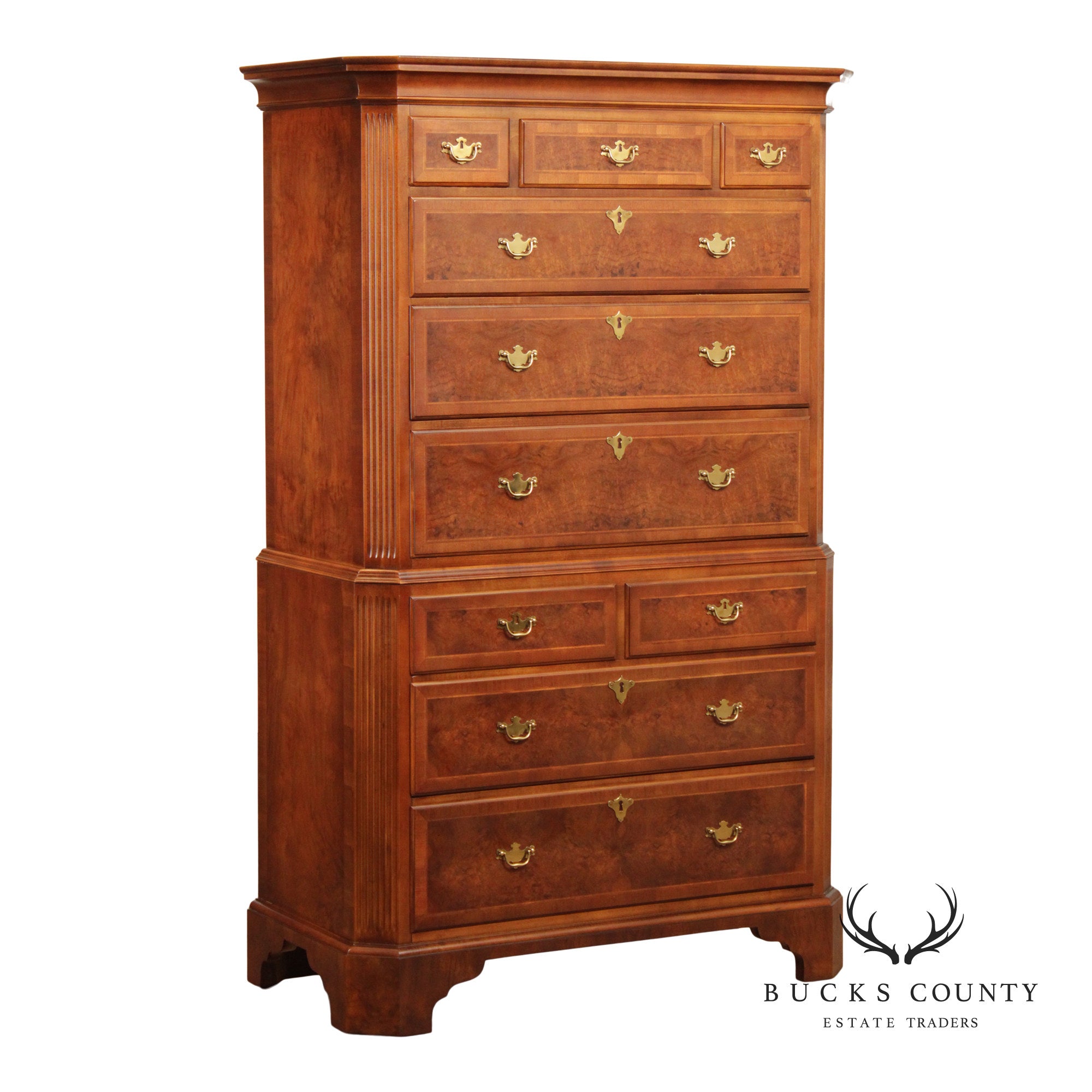 Century British National Trust Collection Burlwood Chest on Chest