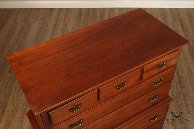 Unique Furniture Makers Vintage Chippendale Style Solid Cherry Chest on Chest
