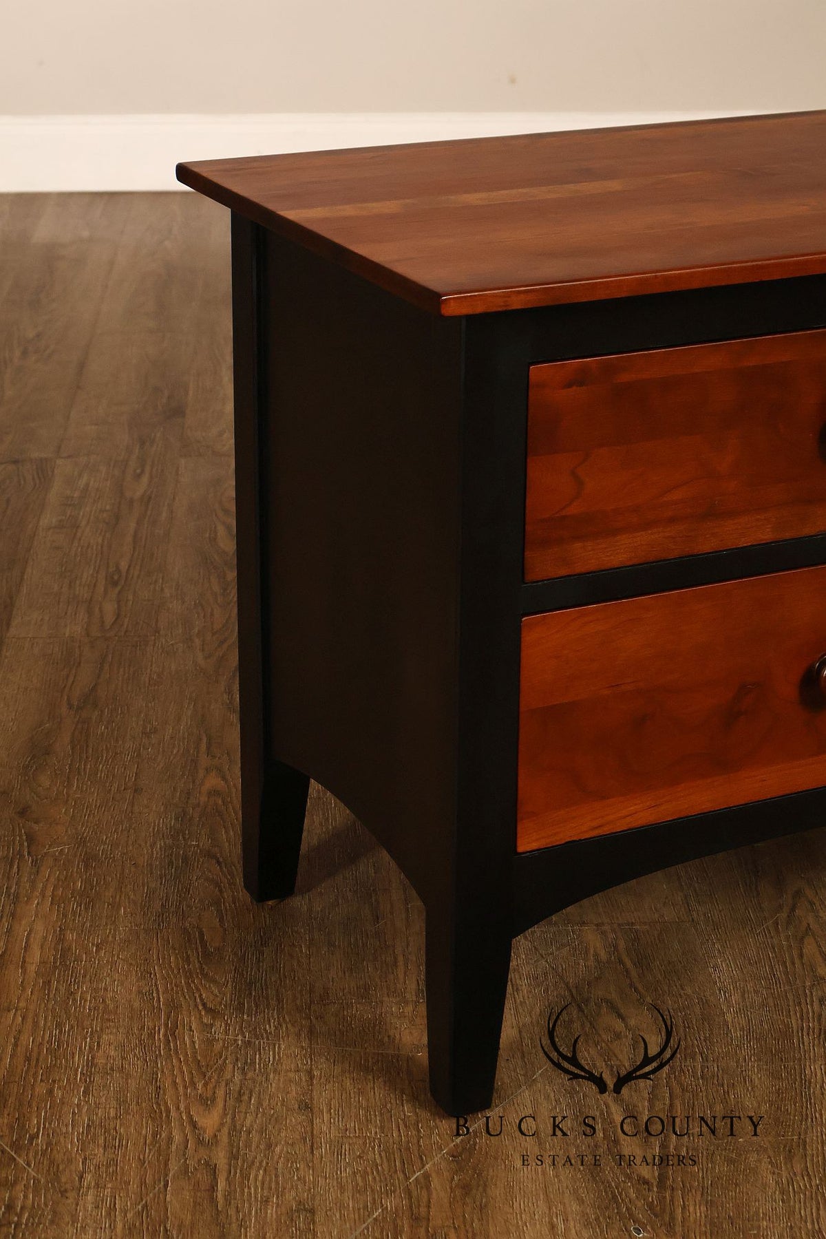 Ethan Allen American Impressions Pair Of Two-Tone Cherry Two Drawer Nightstands