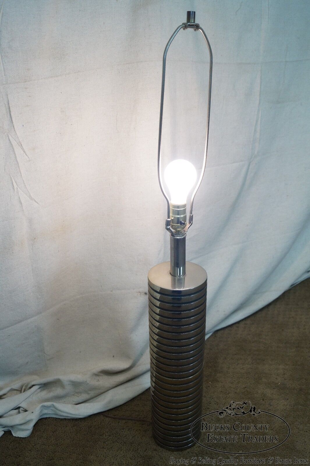 Quality Mid Century Chrome Cylinder Table Lamp