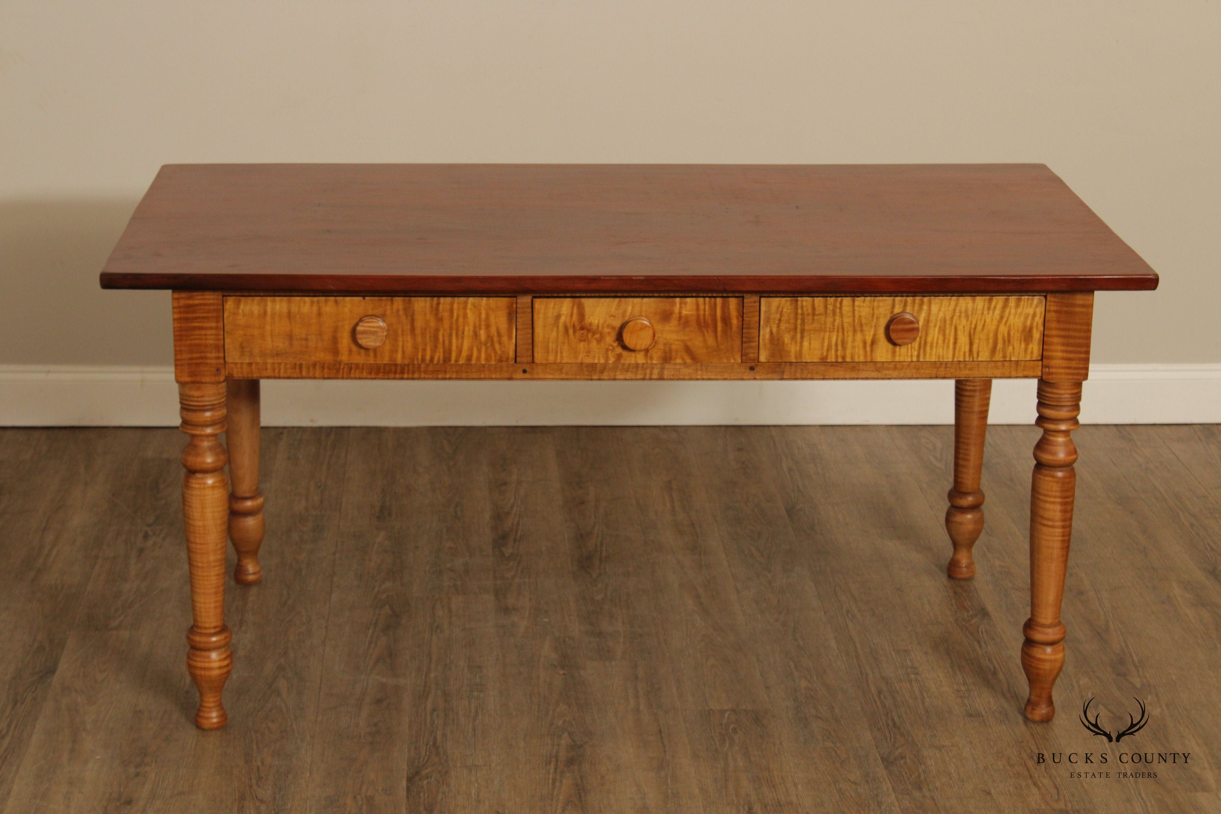 Custom Cherry and Tiger Maple Farm Table