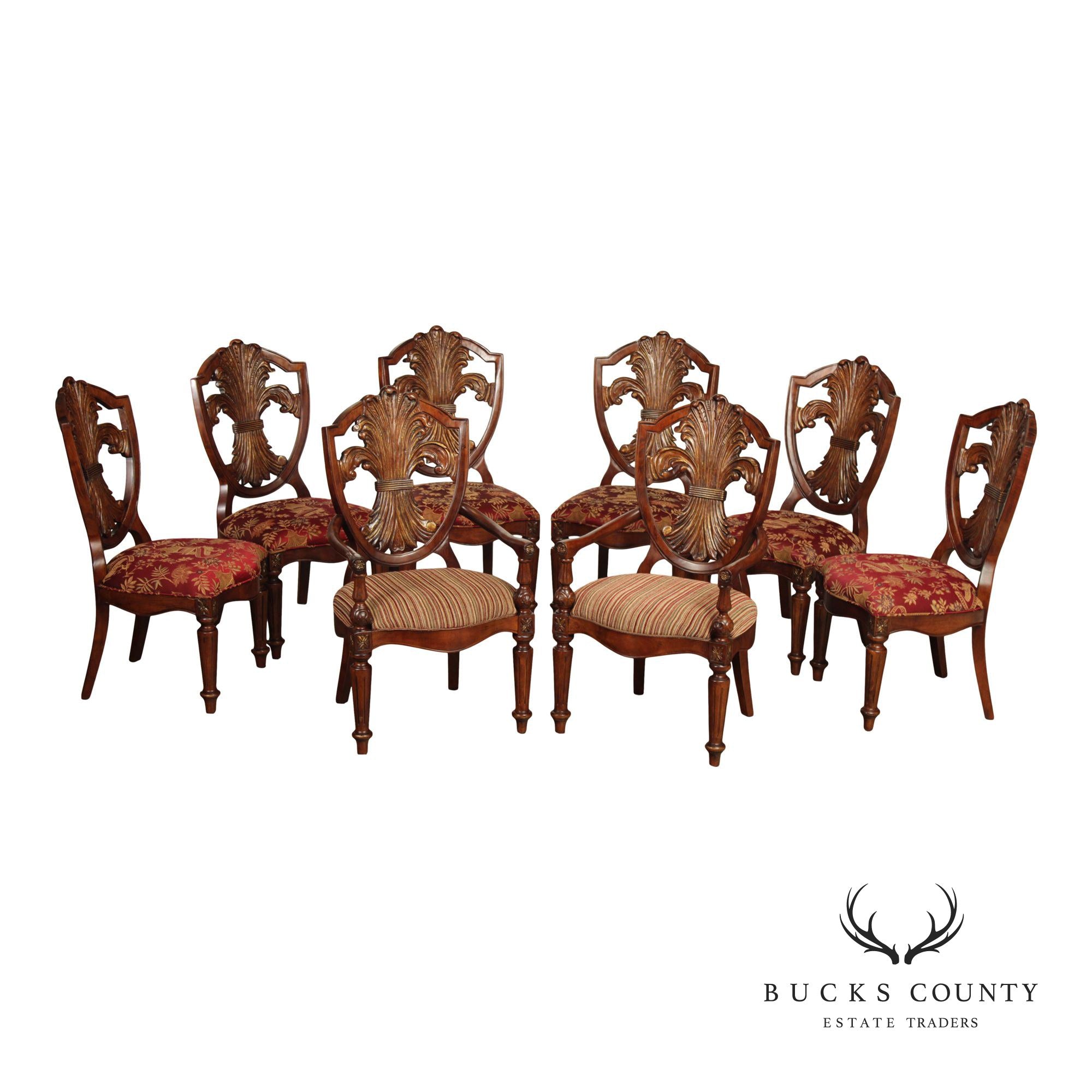 Century Furniture Set of Eight Wheat Sheaf Dining Chairs