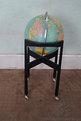 Jens Risom Hans Knoll Mid Century Black Wood Frame Globe on Stand