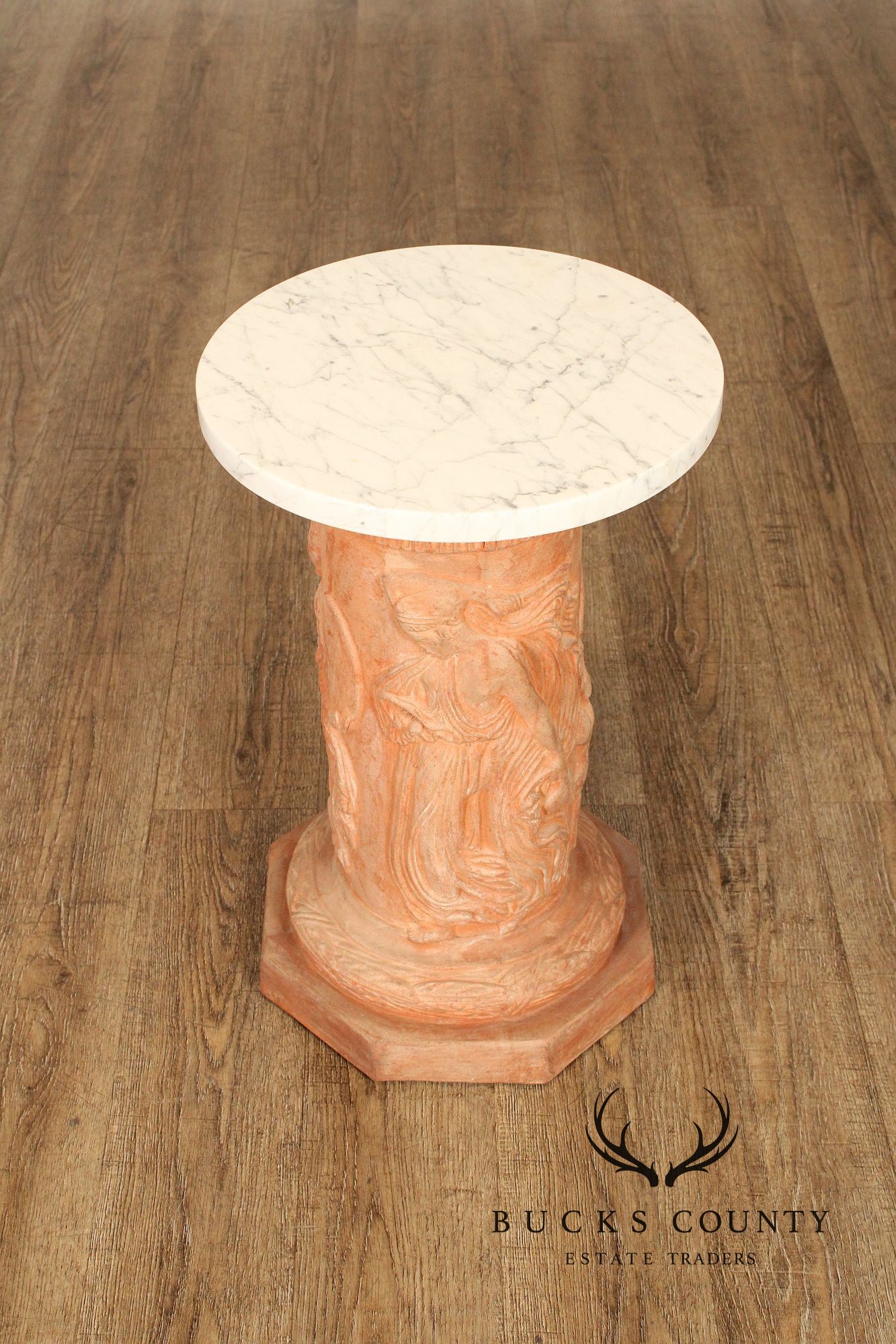 Italian Marble Top Terra Cotta Pedestal