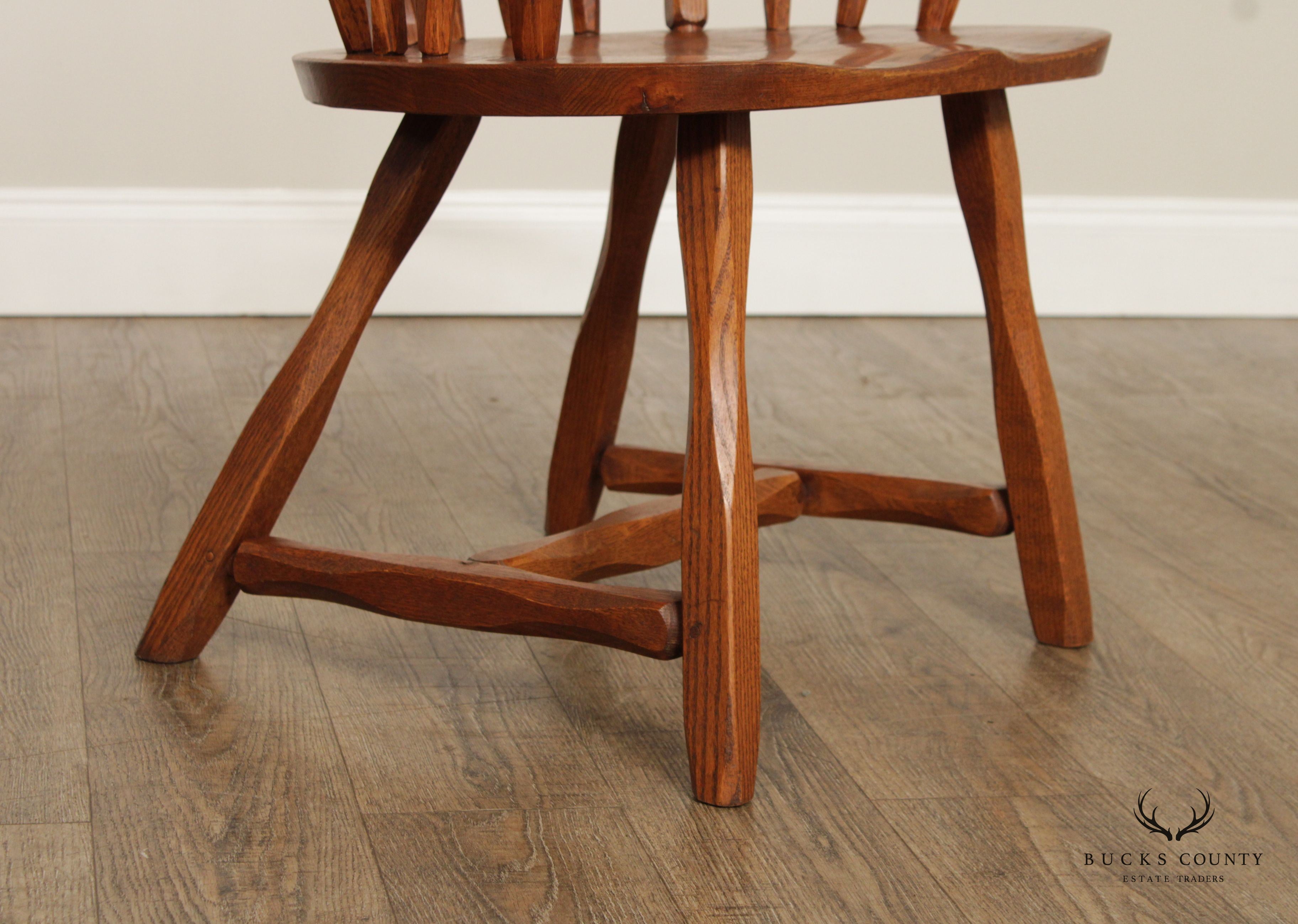 Hunt Country Furniture Rustic Oak Set of Four Windsor Dining Chairs