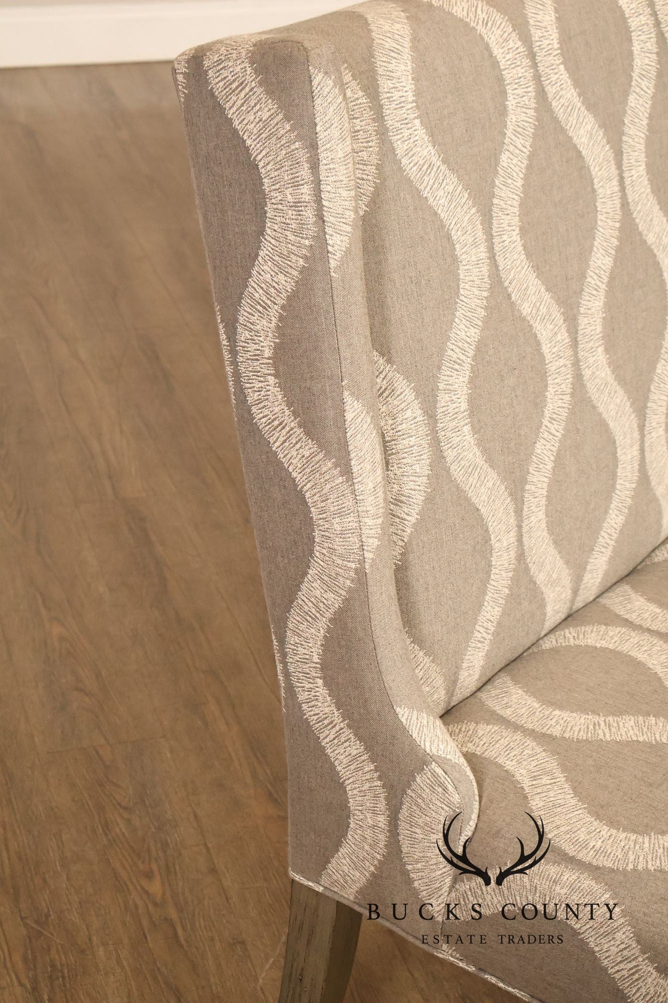 Bassett Brooke Collection Wing Back Banquette Geometric Upholstered Bench