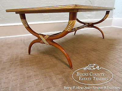 High Quality French Regency Directoire X Base Coffee Table w/ Gilt Accents