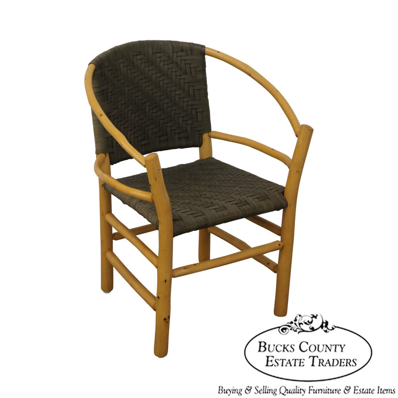 Old Hickory Hoop Arm Chair in Woven Leather