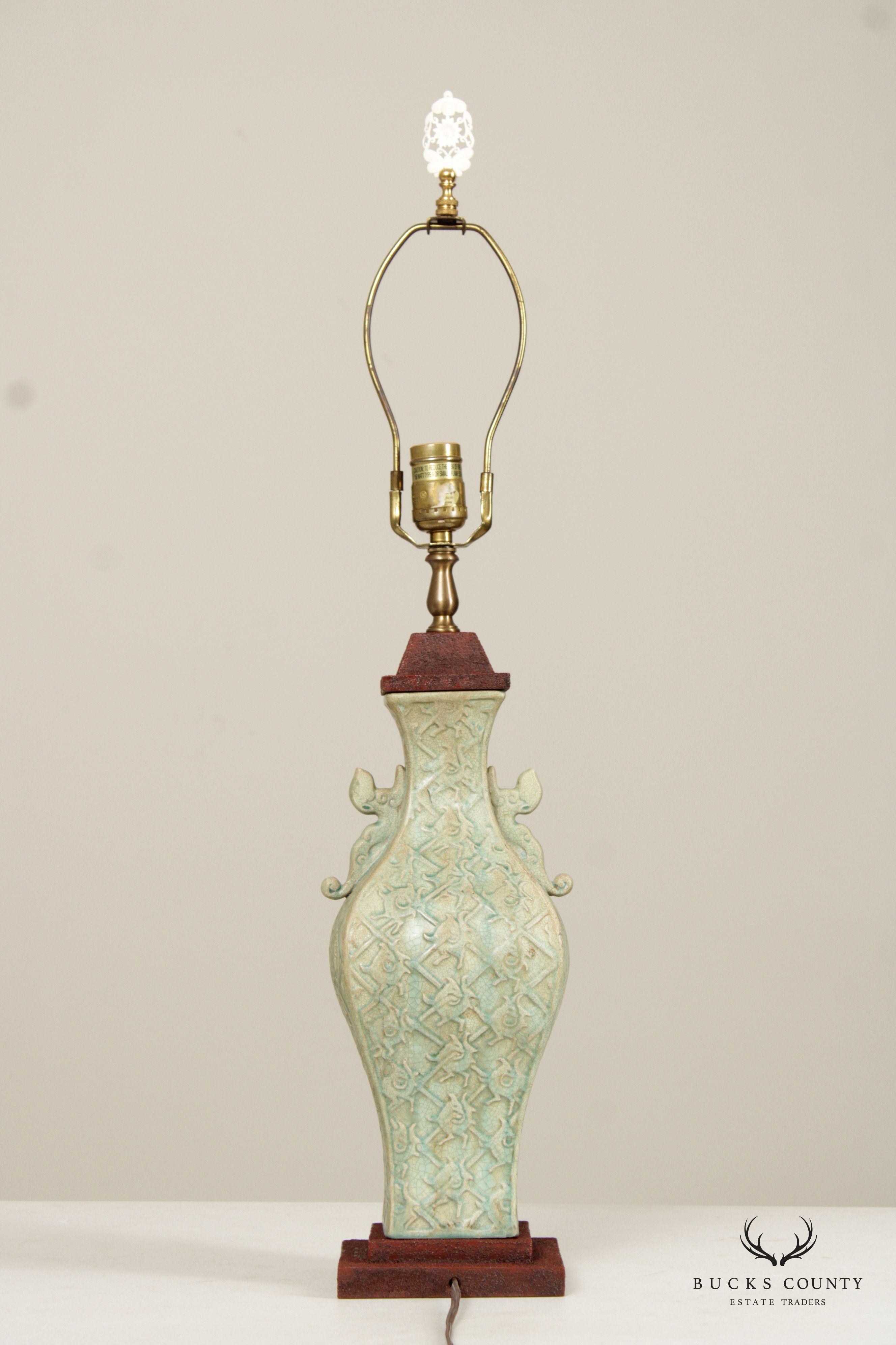 Bradburn Gallery Asian Style Celadon Porcelain Table Lamp