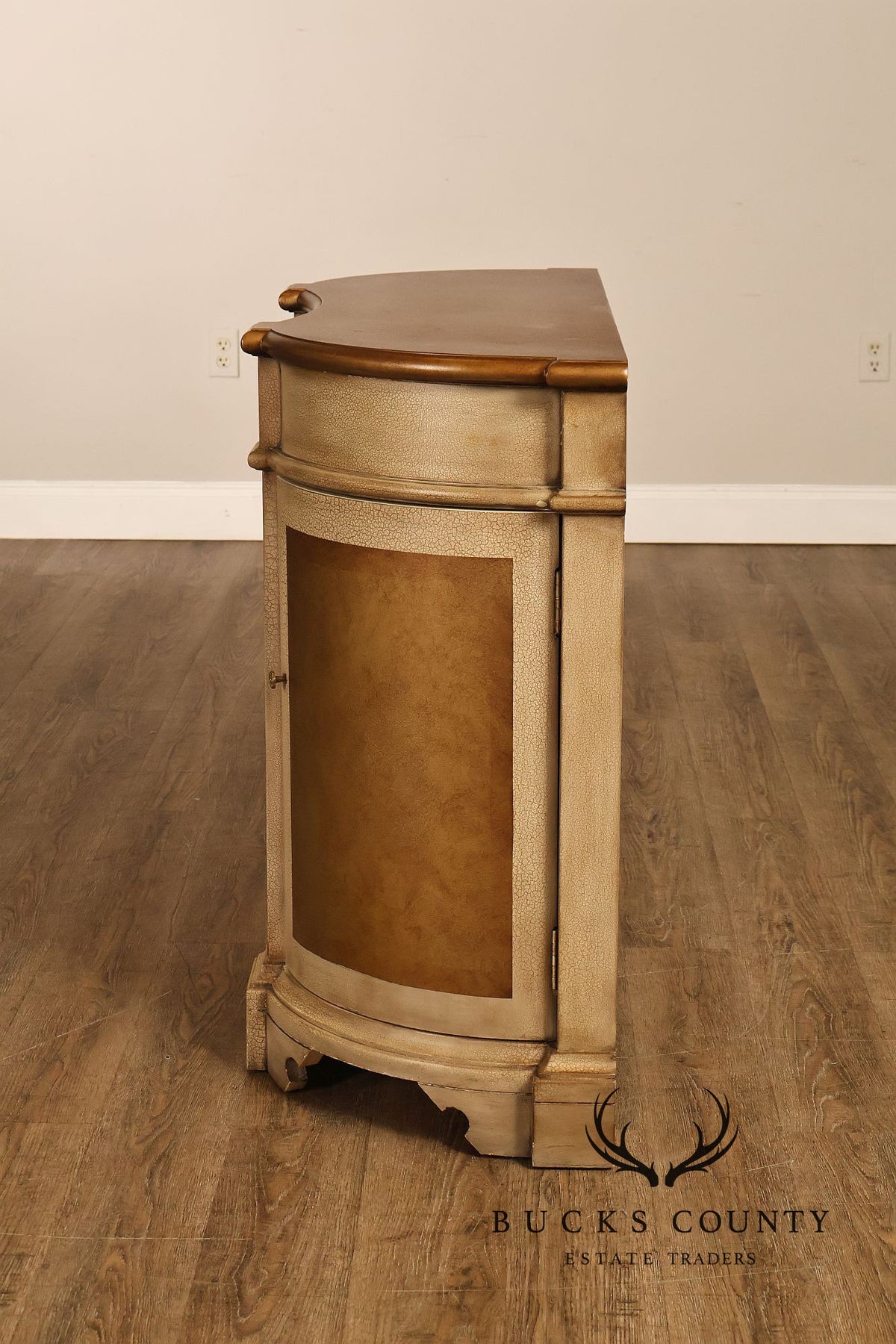 Painted Demilune Three Door Sideboard Cabinet
