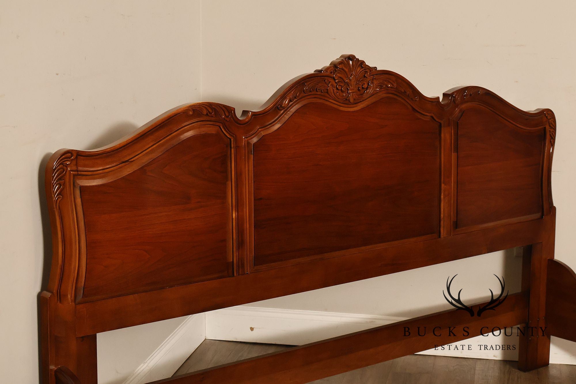 Henredon Carved Cherry King Size Bed Frame