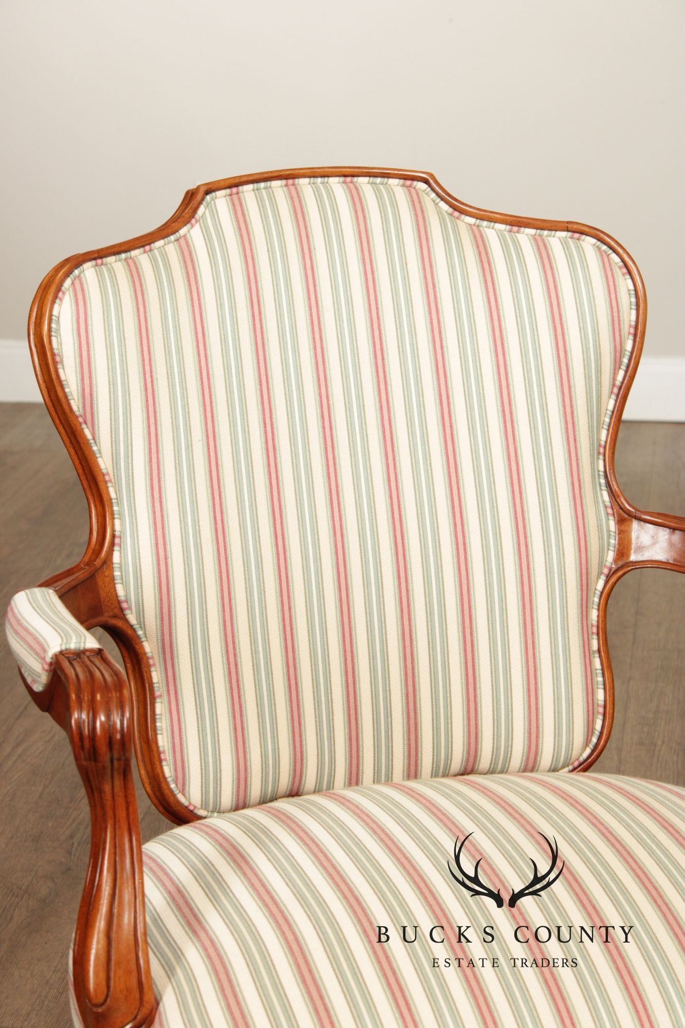French Louis XV Style Pair of Carved Walnut Armchairs
