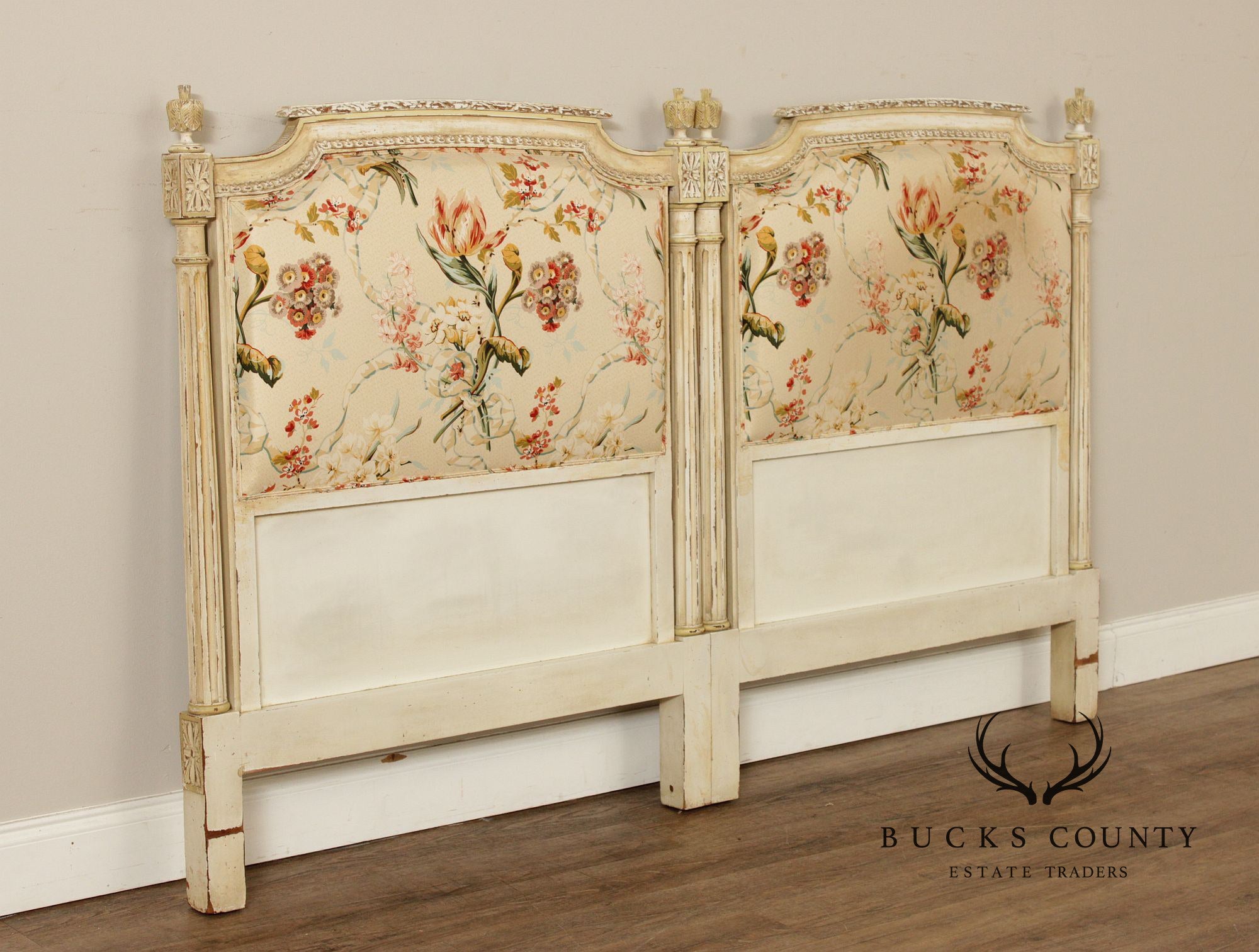 French Louis XVI Style Upholstered King Headboard