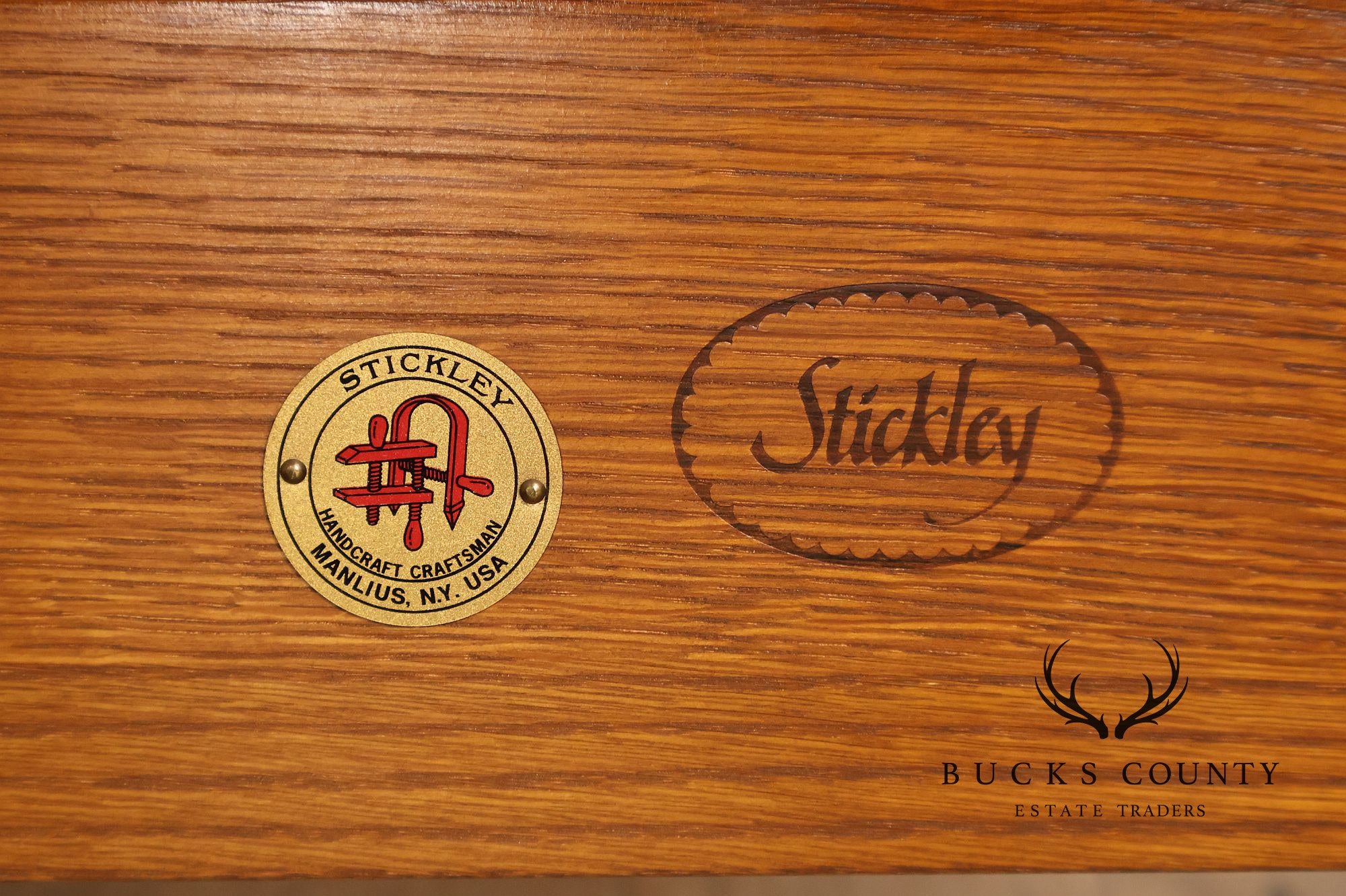 Stickley Mission Collection Harvey Ellis Inlaid Oak Queen Bed