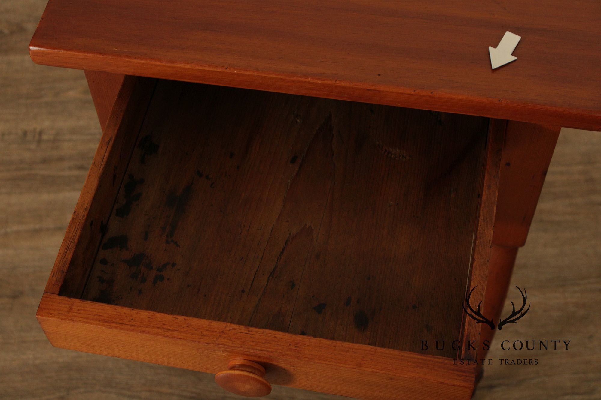 Antique Sheraton Two-Drawer Poplar Nightstand Work Table