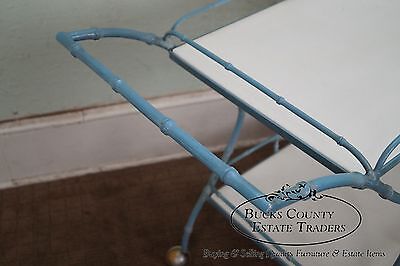 Mid Century Modern Faux Bamboo Painted Cast Aluminum Serving Cart