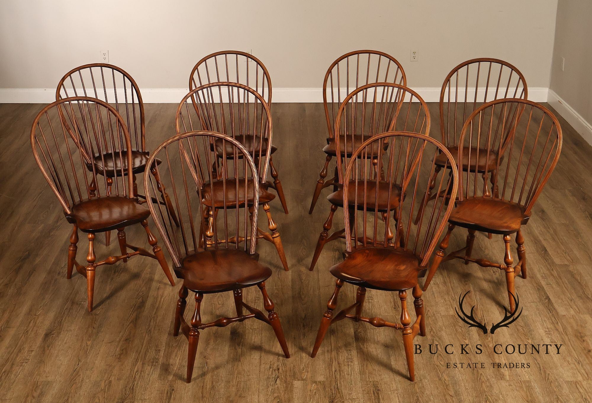 Warren Chairs Works Set of Ten Windsor Dining Chairs