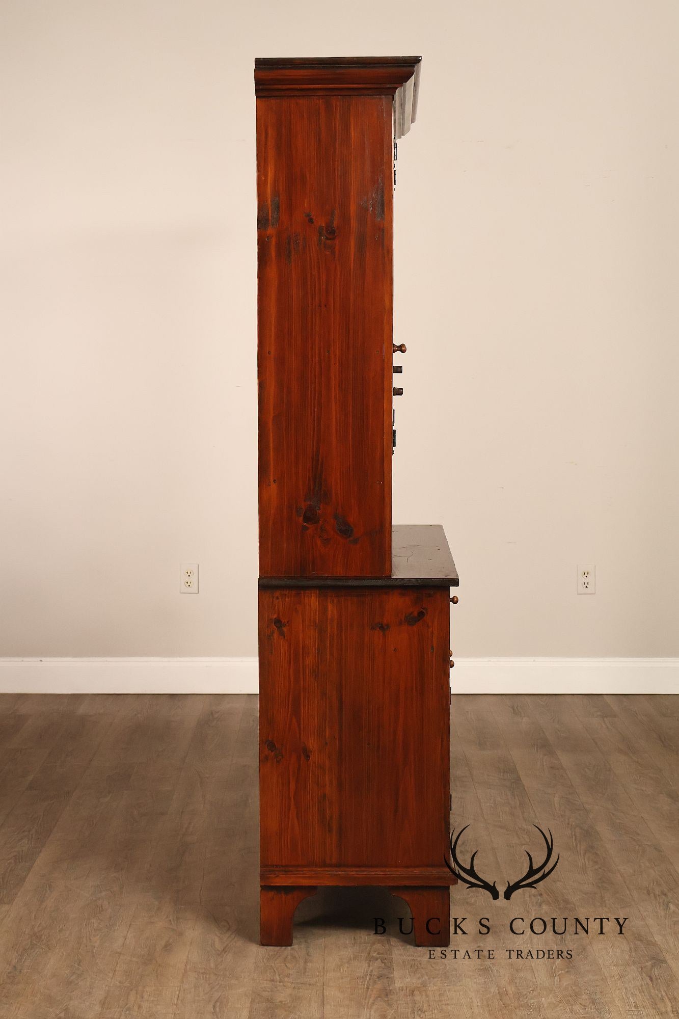 Stephen Von Hohen Pine Two Piece Stepback Cupboard