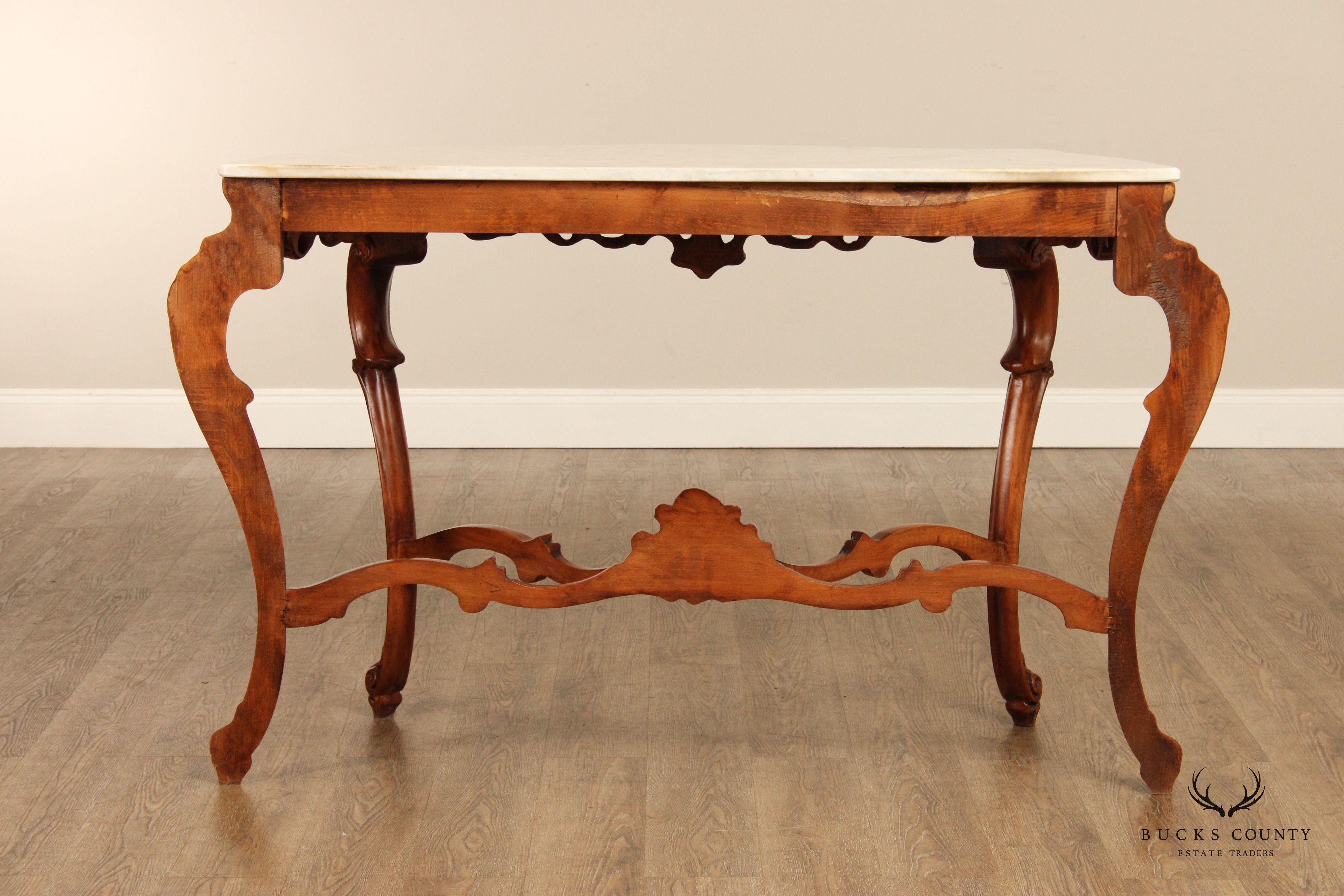 Italian Rococo Style Marble Top Console Table