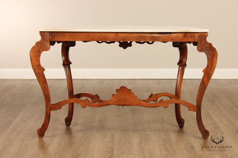Italian Rococo Style Marble Top Console Table