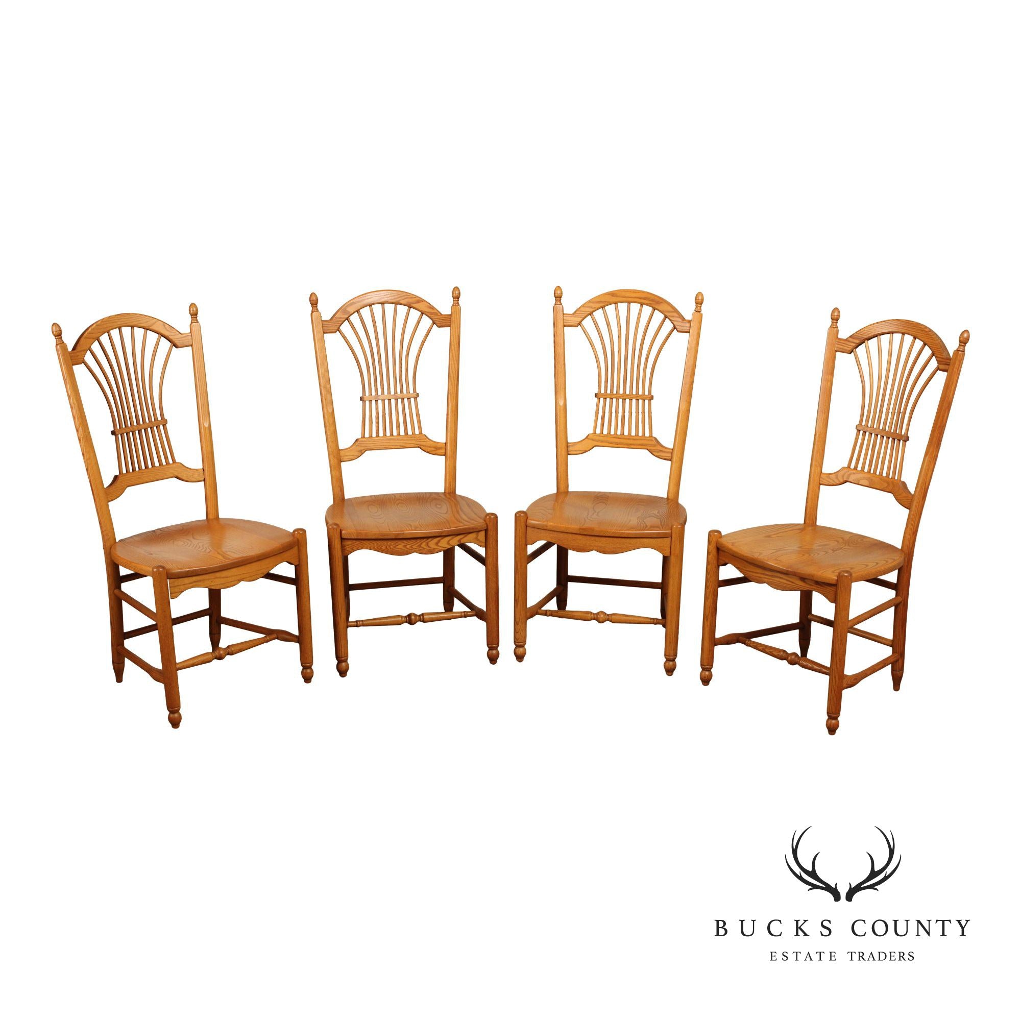 Pennsylvania House Set of Four Oak Sheaf Back Dining Chairs