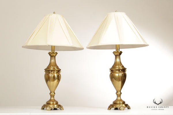Pair of Traditional Polished Brass Urn Style Lamps
