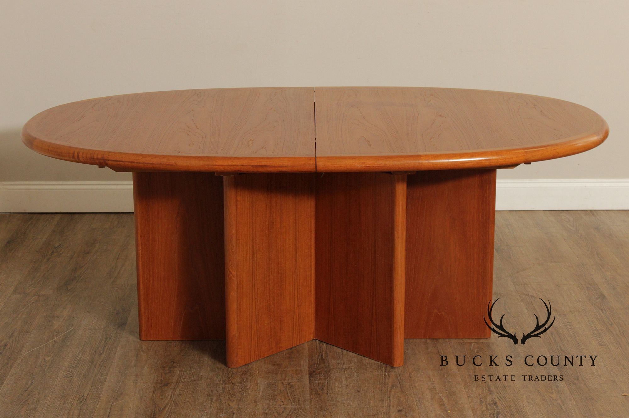 Ansager Møbler Danish Teak Pedestal Dining Table With Two Leaves