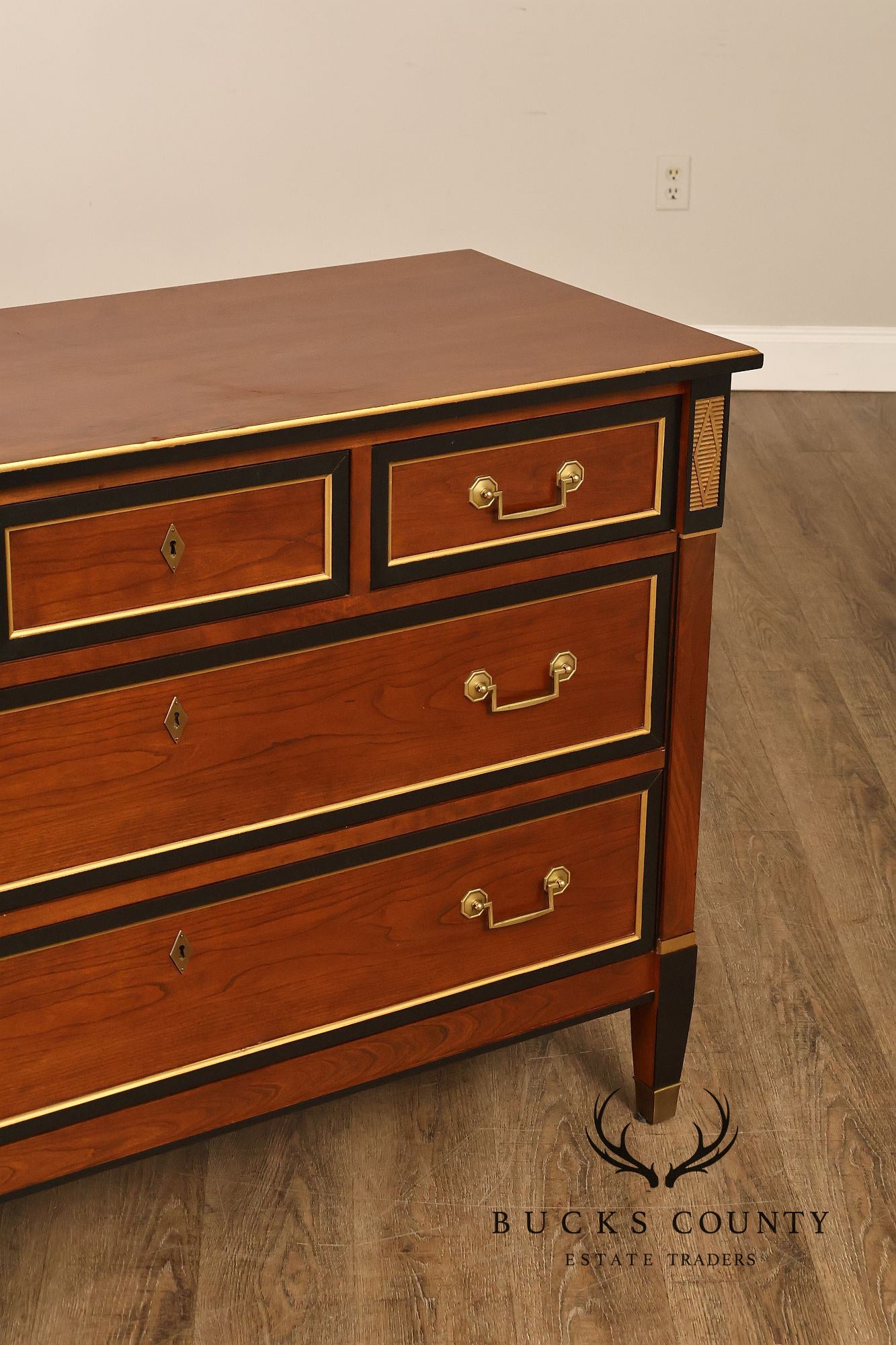 Stickley Directore Style Cherry And Ebonized Chest Of Drawers