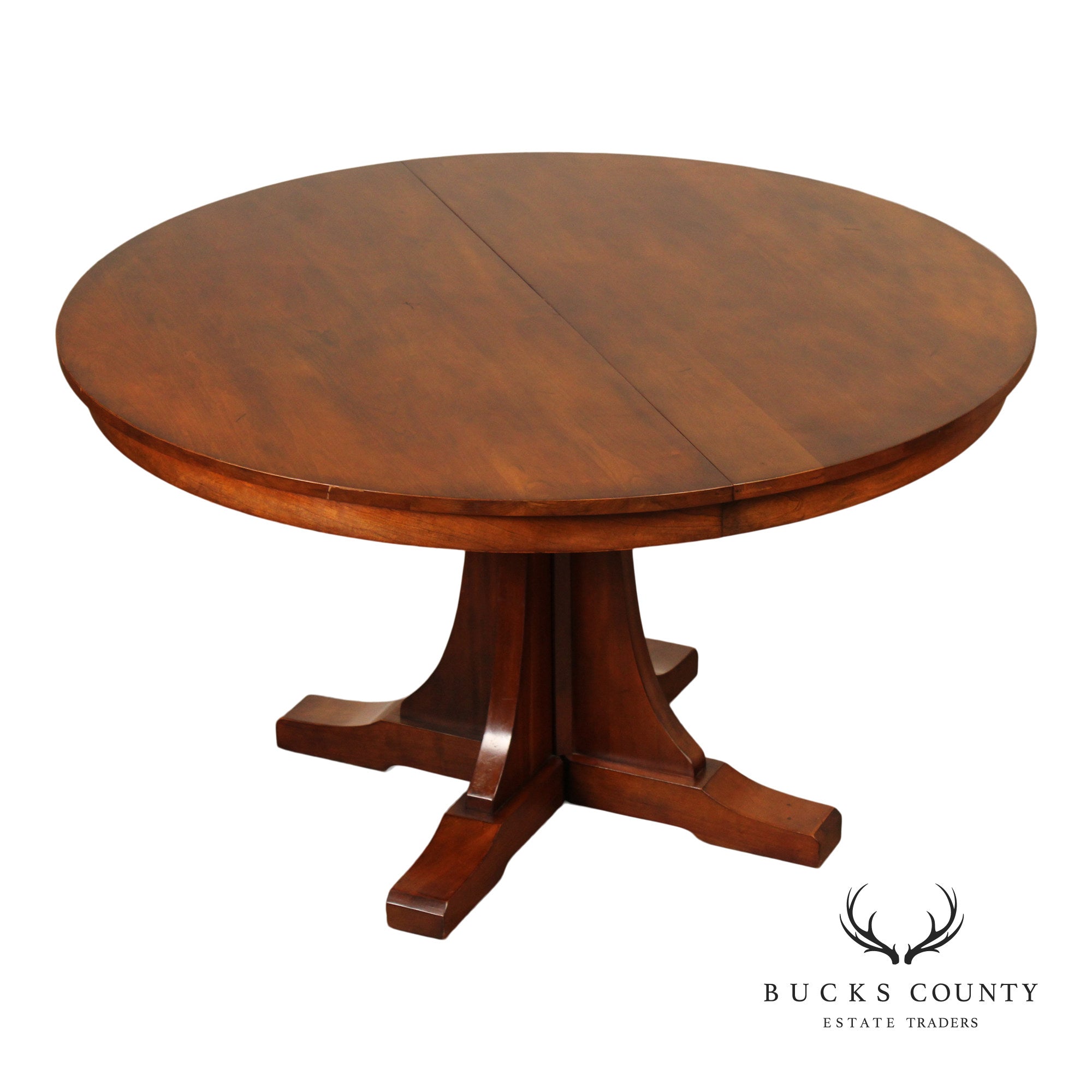 Stickley Mission Collection Round Cherry Expandable Pedestal Dining Table