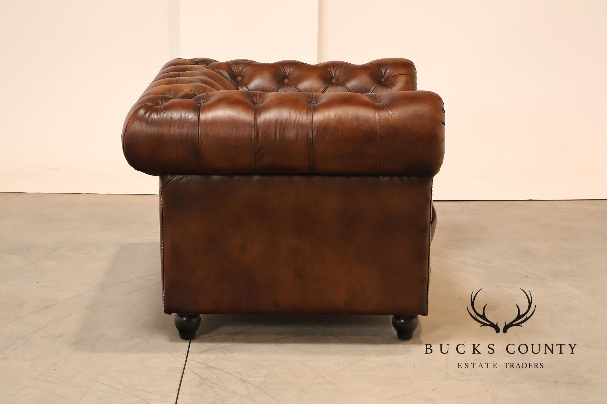 Chesterfield Style Brown Tufted Leather Club Chair