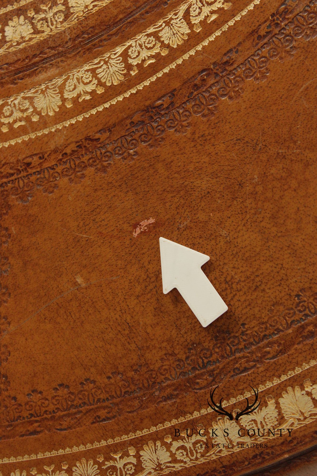 Maitland Smith Leather Wrapped Oval Executive Partners Desk