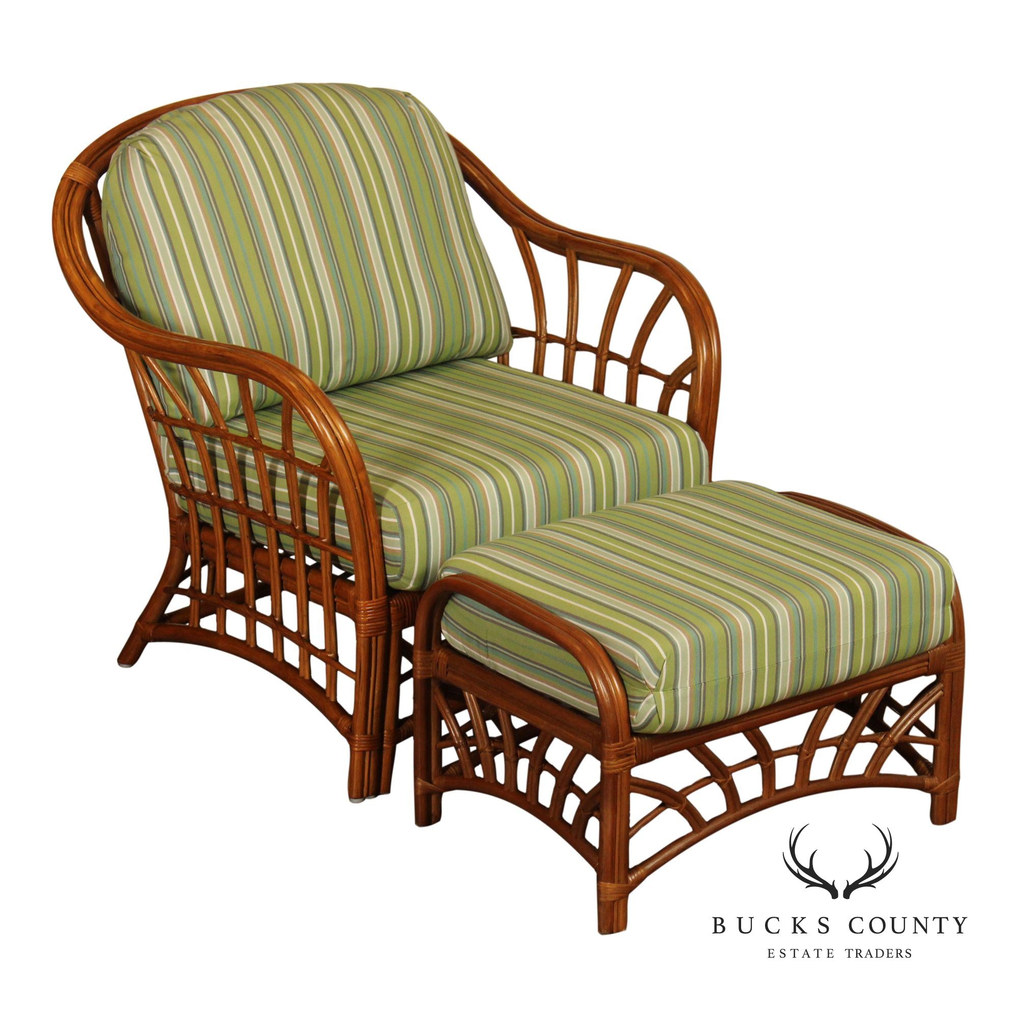 South Sea Rattan 'New Kauai' Lounge Chair with Ottoman
