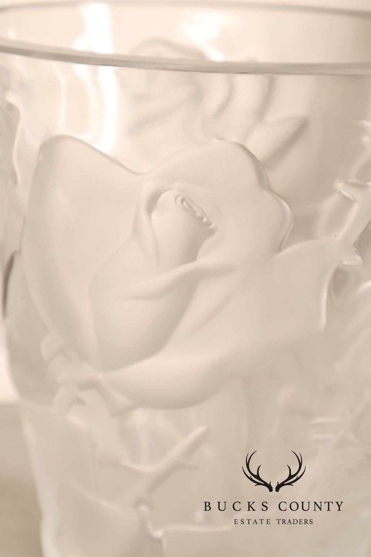 Lalique 'Ispahan' Rose Pattern Glass Vase