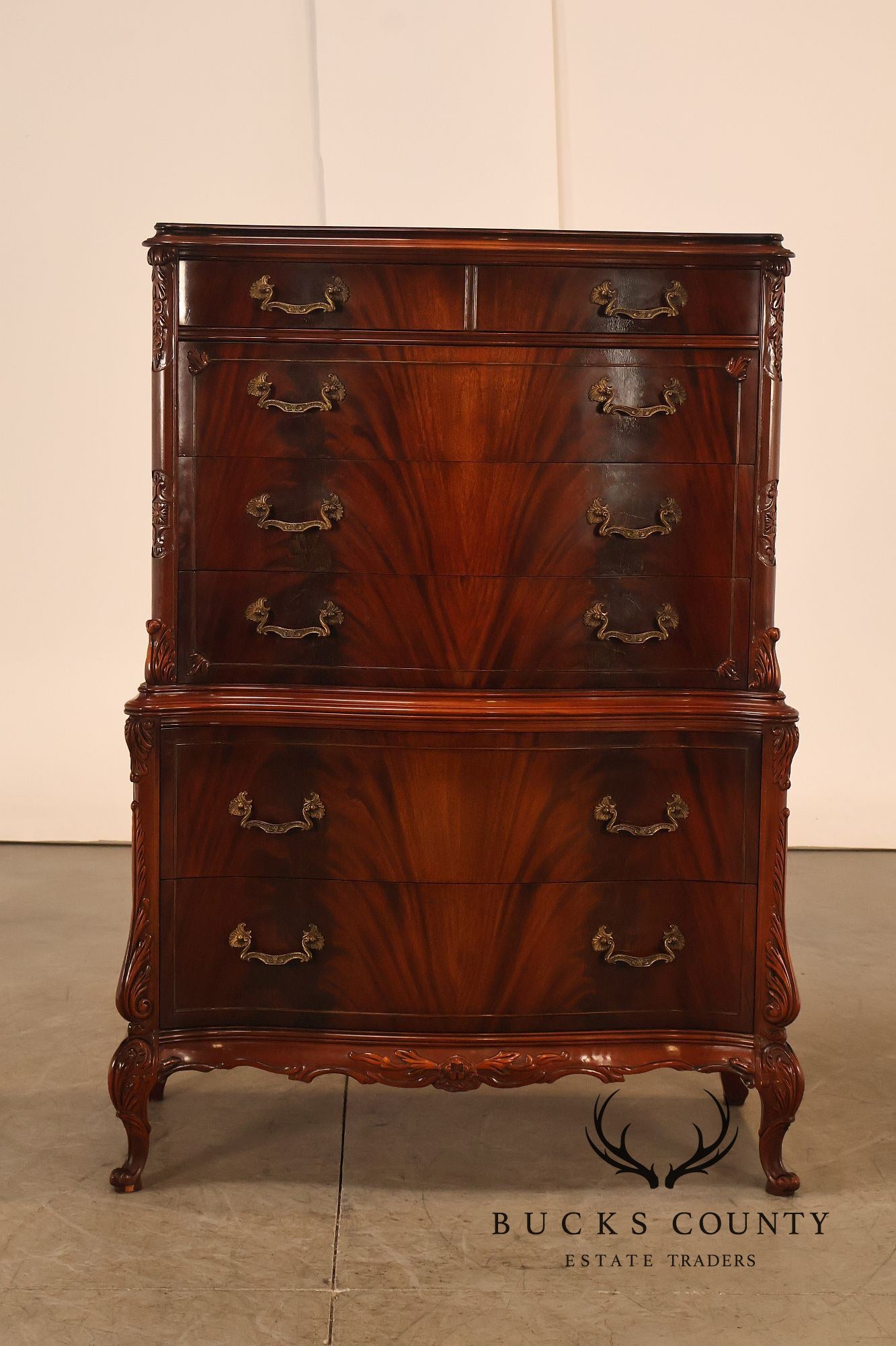 Vintage 1940s Mahogany High Chest
