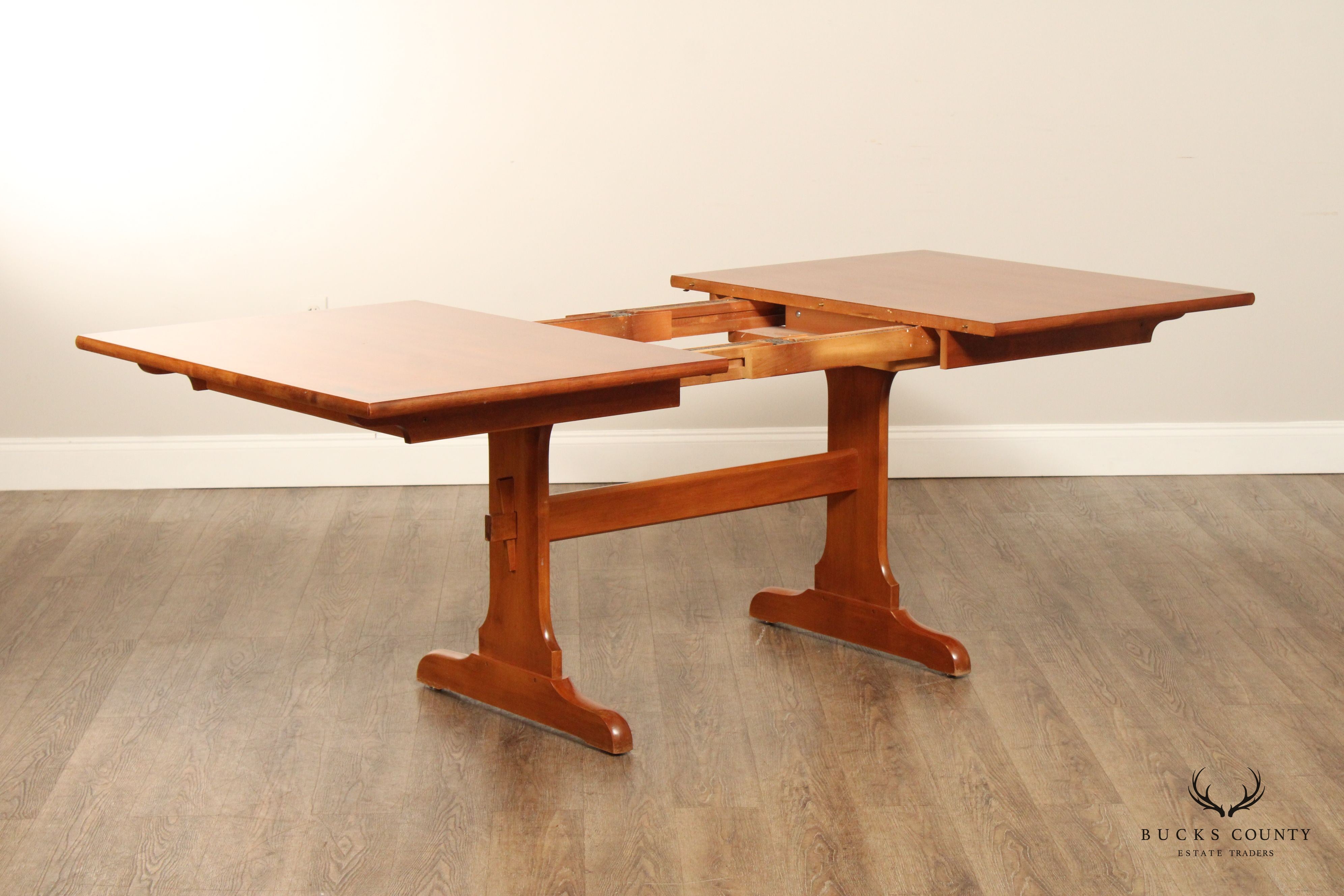 L. Hitchcock Stenciled Maple Expandable Trestle Dining Table