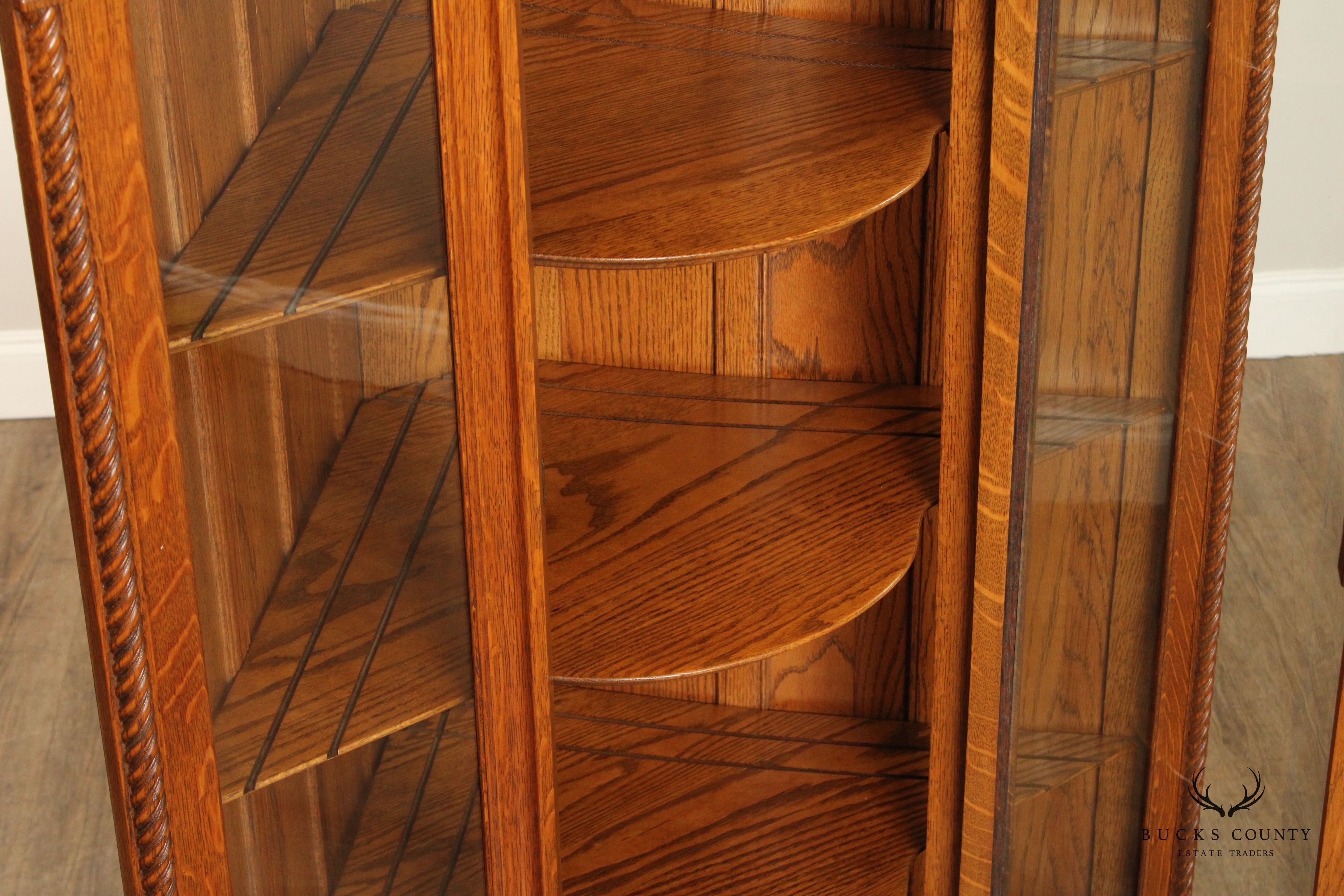 Antique Victorian Oak Corner China Display Cabinet