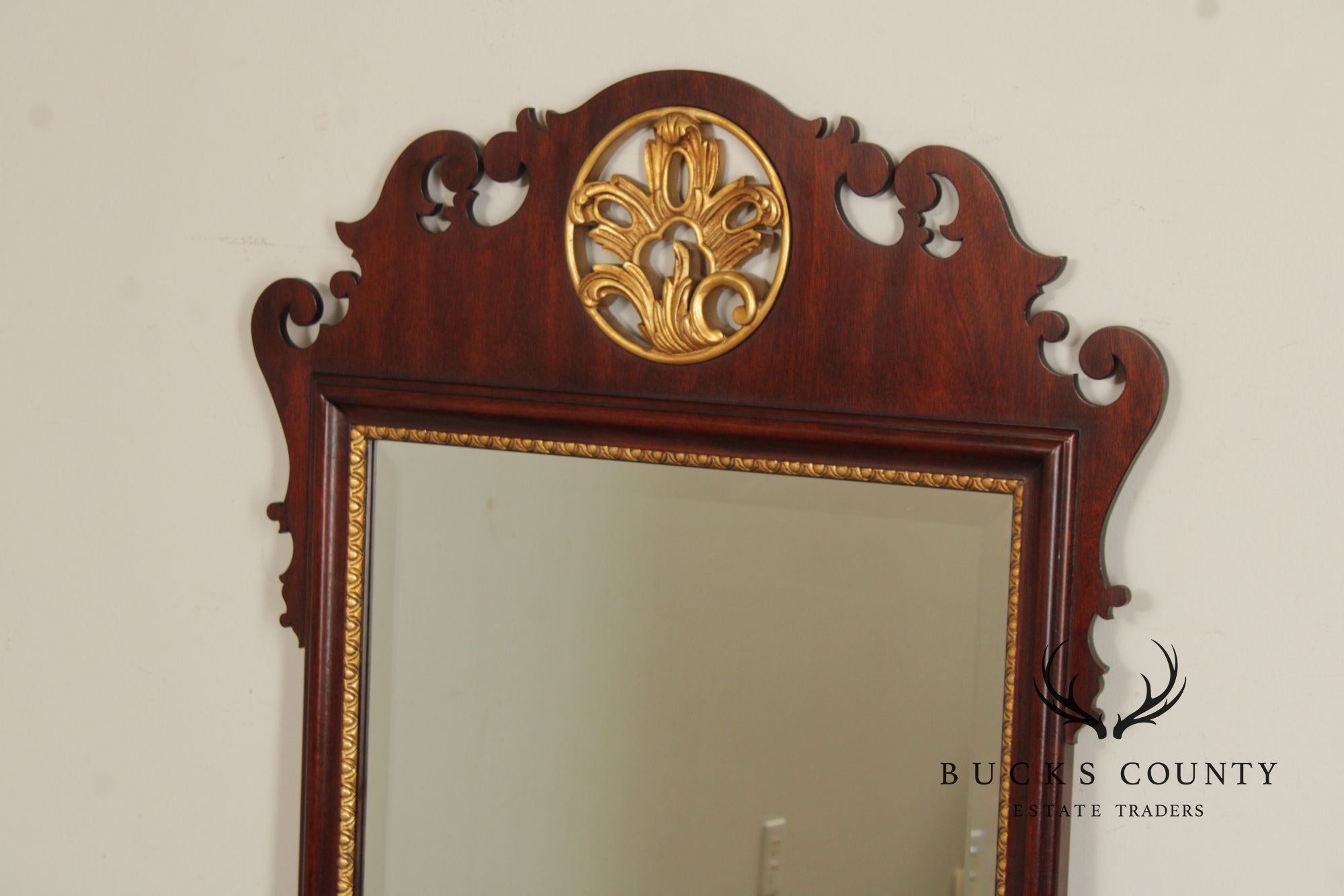 Henkel Harris Georgian Style Partial Gilt Mahogany Wall Mirror
